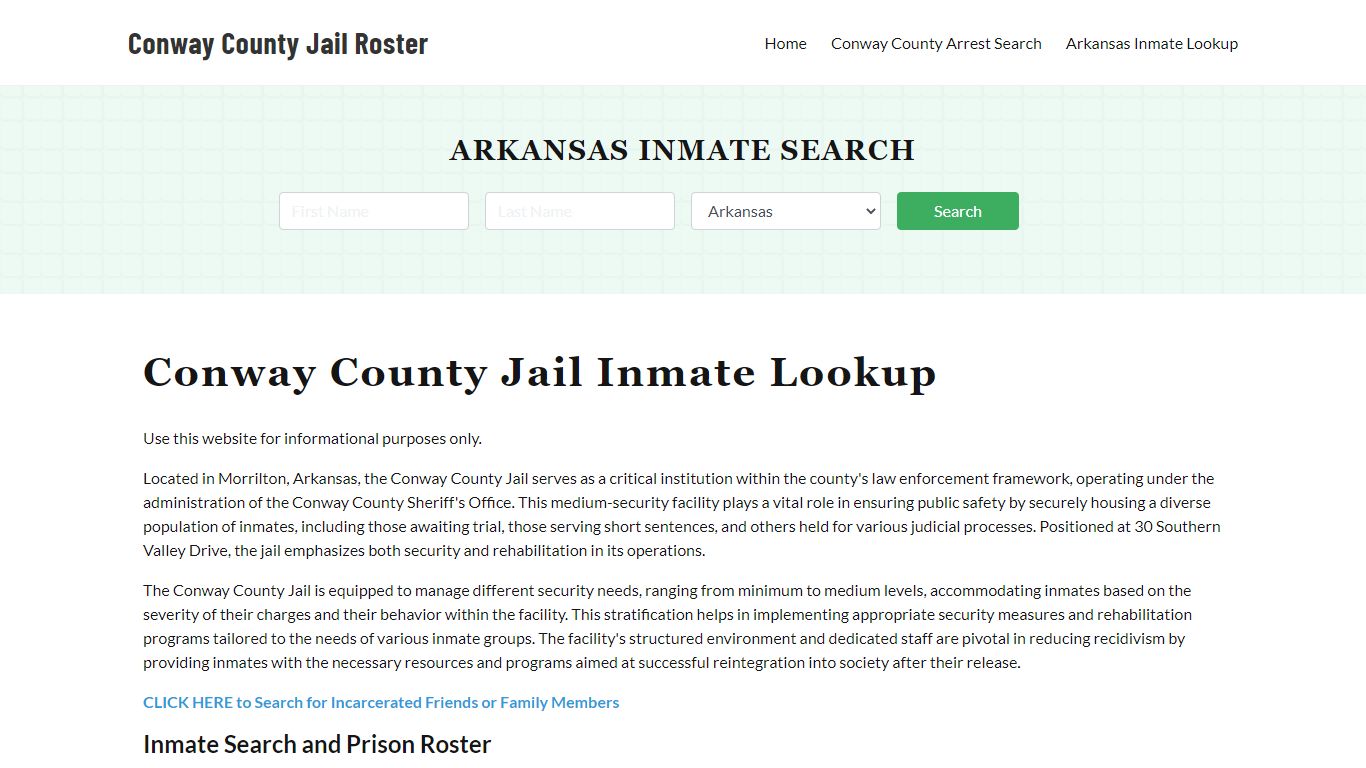 Conway County Jail Roster Lookup, AR, Inmate Search