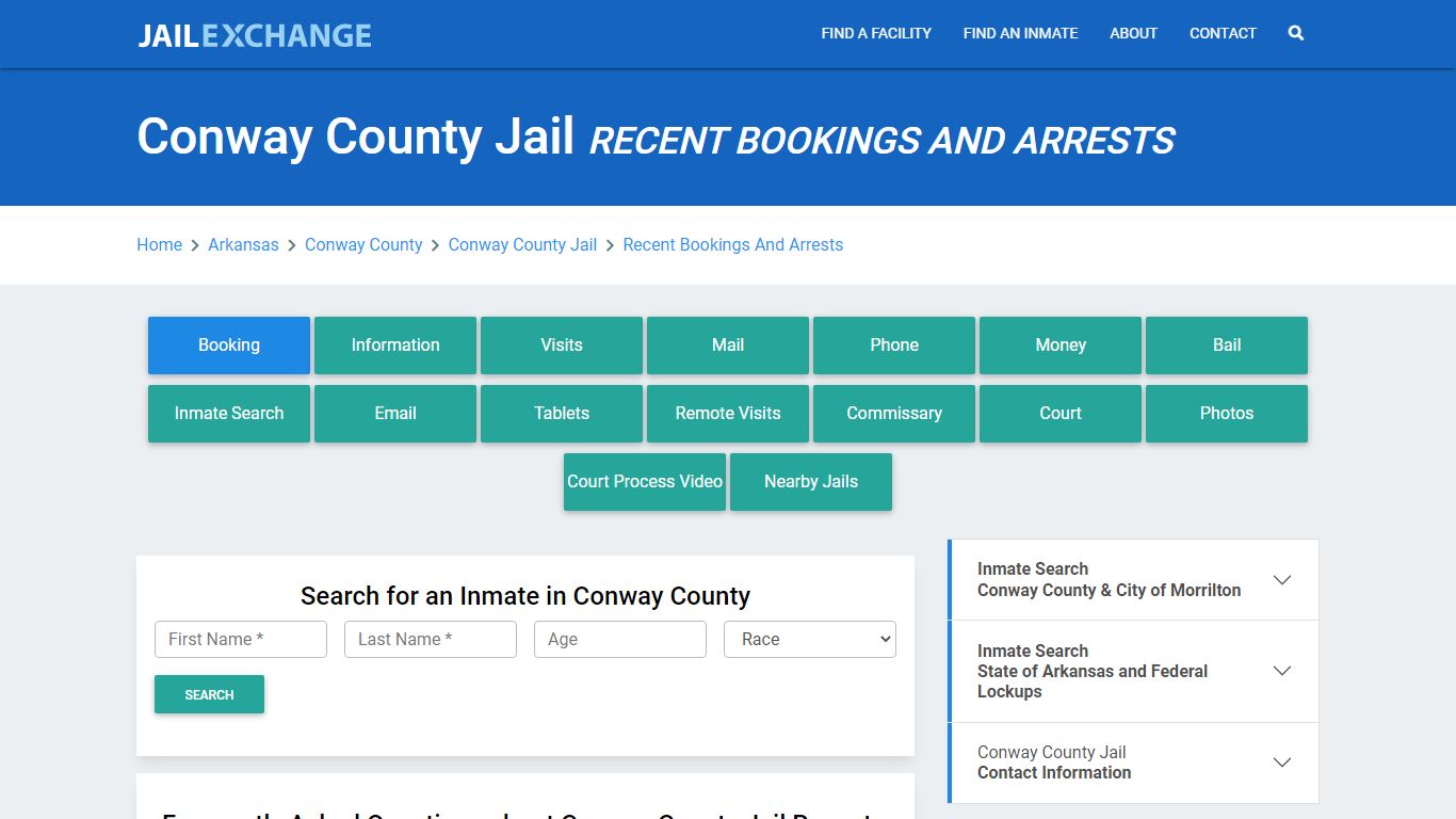 Conway County Jail Recent Bookings And Arrests - Jail Exchange