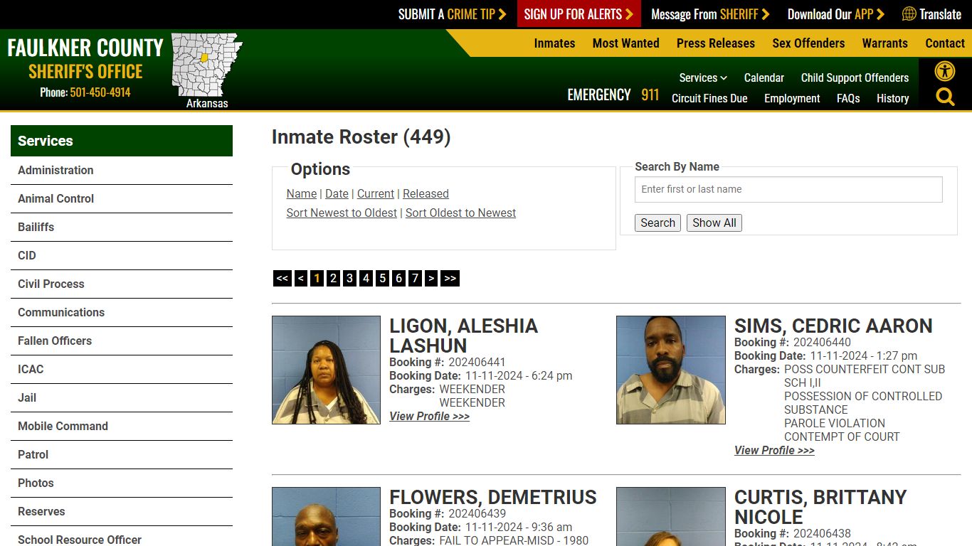 Inmate Roster - Current Inmates Booking Date Descending - Faulkner ...